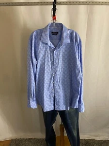 Bugatchi Uomo Bluish Water Waves LONG SLEEVE SHIRT XL 17.5 x 35/36 - Picture 1 of 12