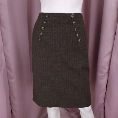 BCX Women's Brown Buttoned Pleated Ruffle Knee Length Pencil Skirt 7 - Image 1 of 4