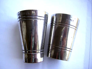 Pair 1930's Deco BONZER 1/3 Gill Spirit Measures EPNS on Copper Crown Stamped - Picture 1 of 7