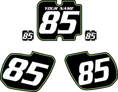 1985-1986 Kawasaki KX500 Pre-Printed Black Backgrounds with Green Pinstripe - Imagem 1 de 3