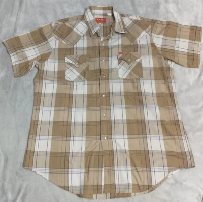 Camisa a Presión Ely Plains Manga Corta Perla XL Marrón/Blanco A Cuadros Abotonada Foto 1 de 4