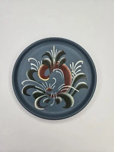 Norwegian Rosemaling Blue Wooden Coaster Small Plate Trinket Dish Made in Norway - Picture 1 of 6