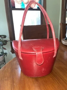 Theodor California Red Faux Leather/Vinyl Handbag Vintage 1950's-60's - Picture 1 of 14