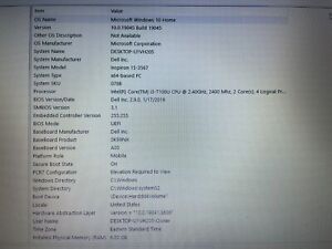 Dell Inspiron 15 3567 Laptop 2.4GHz Intel Core I3-7100U 6GB RAM 1TB HDD Win 10