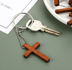 Wood Cross Charm, Wooden Cross Pendant Hanging Ornament, Craft, Necklace, Rosary - Picture 1 of 4