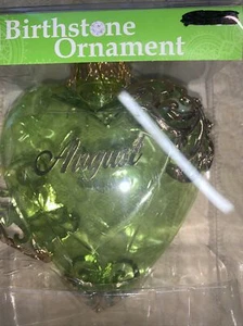 Holiday Time August Birthstone, Green Heart Ornament - Picture 1 of 4