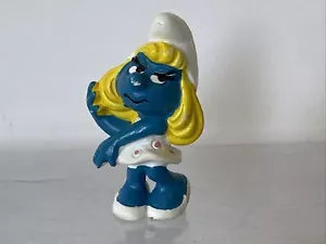 Smurfs Smurfette Hand on Hair Smurf Vintage Figure Toy PVC Figurine Bully - Picture 1 of 4