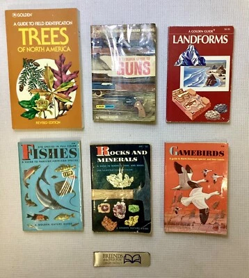 LOT OF 6 GOLDEN GUIDE PB Trees~Gamebirds~Guns~Landforms~Fishes~Rocks & Minerals - Imagem 1 de 4