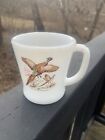 Vintage Fire King Game Bird Ring Necked Pheasant Milk Glass Coffee Mug Cup, USA