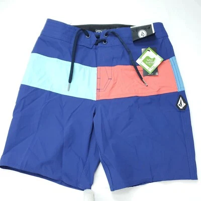 Volcom Vision Liberators Boardshorts Boys 12Y/26 Blue Red Colorblock Stretch - Image 1 of 4
