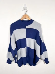 Free People Maglione Maglione Medium Easy Street Oversize Slouchy Tunica a Quadri - Foto 1 di 9