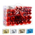 145 Red Christmas Ball Ornaments Shatterproof Set Decorations For Tree Clearance