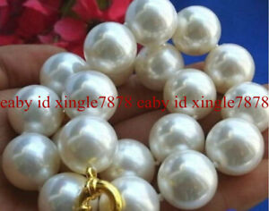 8mm 10mm 12mm 14mm 16mm 18mm 20mm White South Sea Shell Pearl Necklace 20"
