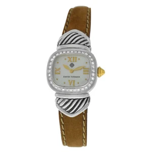 Ladies David Yurman Thoroughbred Silver 925 MOP Diamond 21MM Quartz Watch - Picture 1 of 8