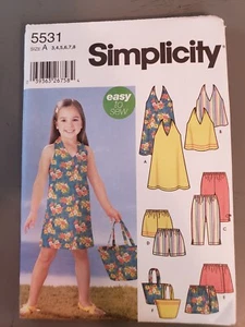 SimplicityPATTERN 5531 MÄDCHEN KLEID, TOP, SKORT, HOSE, SHORTS, TASCHE Gr. 3-8 ungeschnitten - Bild 1 von 2