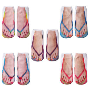 Manicure Print Socks 5 Pair Flip Flop Print Socks Casual For Daily