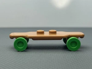 LEGO Medium Nougat Minifigure Longboard Skateboard Bright Green Wheels Series 27 - Picture 1 of 11
