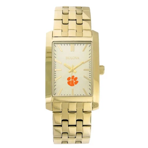 Men's Clemson University Tigers Bulova Gold Rectangle Watch Cover
