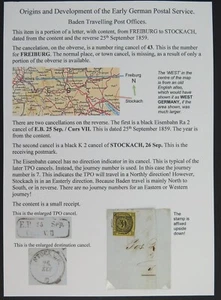 Vorphila German Postal History Freiburg to Stockach 1859 TPO - Picture 1 of 4