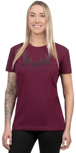 FXR Antler Premium Womens Short Sleeve T-Shirt Merlot/Black - Picture 1 of 2