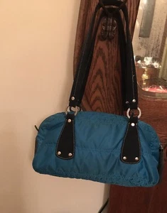 Borsa a tracolla vintage UNITED COLORS OF BENETTON nylon/camoscio turchese - Foto 1 di 1
