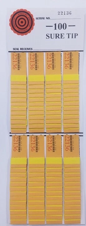 "ONE" #100 Sure Tip Board (00 - 99)  Pull Tabs/Jar Tickets Free Shipping - Image 1 of 1
