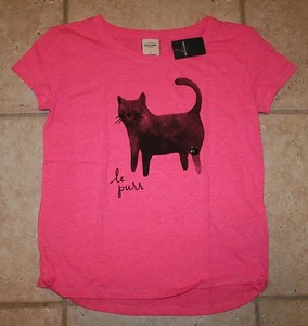 NWT Abercrombie Girls Medium le purr Pink Watercolor Cat Graphic Tee Top - Picture 1 of 2