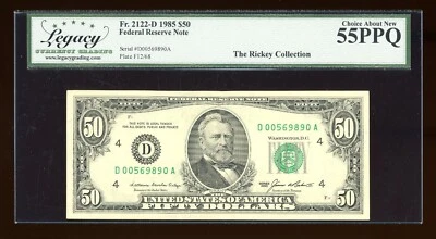 DBR 1985 $50 FRN Cleveland Fr. 2122-D Legacy 55 PPQ Serial D00569890A - Image 1 of 2