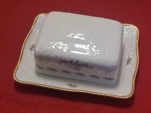 ROSENTHAL SANSSOUCI  BARBARA Rose Garland Gold Rim 2 Pc COVERED BUTTER SET  NEW! - Picture 1 of 11