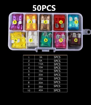 Boîte De 50 Fusibles Voiture Camion Vehicule - Photo 1/2