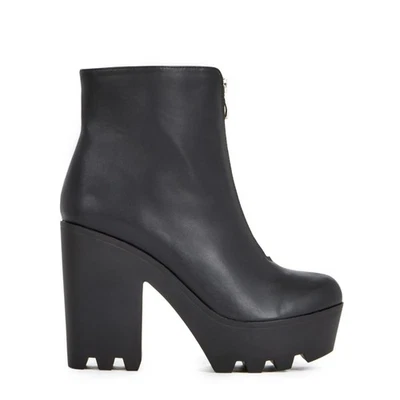 Didi by JUSTFAB (SHOEDAZZLE) Botines plataforma cuero sintético negro 4,5", talla 8 Foto 1 de 4