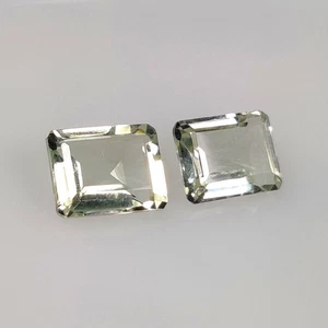 4.08 Ct Natural Green Amethyst High Luster Octagon Cut Pair- 8924 - Picture 1 of 2