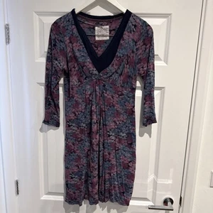 FatFace Women’s Purple Floral 3/4 Sleeve Summer Dress Size 10 - Picture 1 of 4