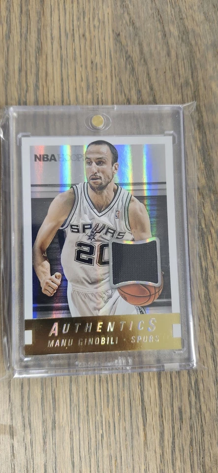 2014 NBA Hoops Manu Ginobili Authentics Black Jersey Patch Spurs Holo Foil - Image 1 of 4