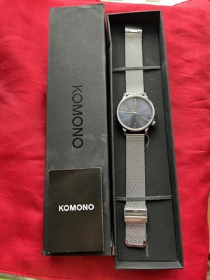 New Komono Winston Watch Mens 42mm Stainless Mesh Strap in Box New Battery - Image 1 of 4
