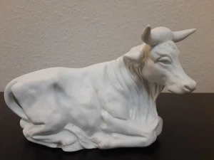 Vintage Homco White Bisque Ceramic Nativity Replacement Cow Figurine Pre-Owned - Picture 1 of 9