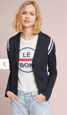 Blazer Anthropologie Bailey 44 Enebro Manga Rayas Mezcla Modal Talla Grande Foto 1 de 4