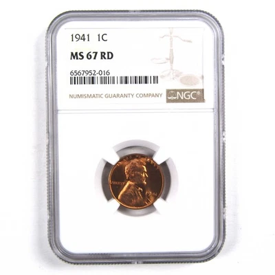1941 Lincoln Wheat Cent MS 67 RD NGC Penny Uncirculated Coin SKU:I3172 - Image 1 of 4
