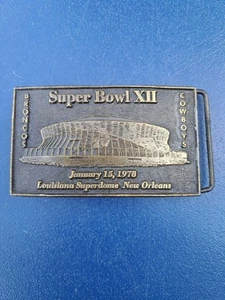 VINTAGE 1978 SUPER BOWL XII GÜRTELSCHNALLE BRONCOS COWBOYS - Bild 1 von 4