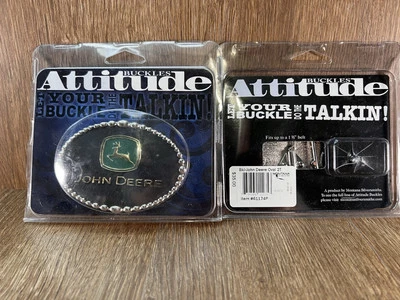 Licensed John Deere Logo Montana Silversmiths Western Belt Buckle - Image 1 of 3