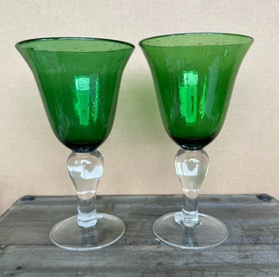 Artland "Iris" Vidrio Burbuja Verde 8 0z Copas, Juego de 6 NUEVO Foto 1 de 4