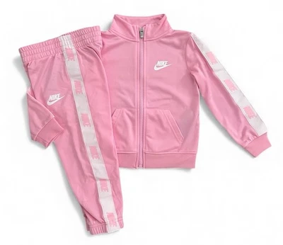 *Nuovo* Set giacca e pantaloni Nike rosa full zip bambina taglia 3T - Immagine 1 di 4