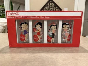 Juego de vasos de colección Betty Boop/Coca Cola - Juego de cuatro 10 OZ Gafas. NUEVO - Imagen 1 de 10