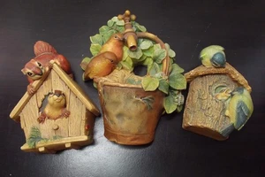 3er Set Vintage Bossons Kreidegeschirr Wandtafeln Chipmunks, Blaumeisen, Rotkehlchen - Bild 1 von 17