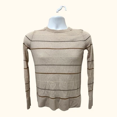 Banana Republic Women’s 100% Merino Wool Sweater Striped Size XS Beige Flaw - Image 1 of 4
