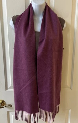 "Nueva bufanda Charter Club 100 % cachemir púrpura suave ciruela con flecos 62"" X 9,75""" Foto 1 de 4