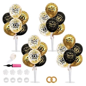 4 Set Black Gold Balloon Stand Kit for Birthday Decorations for 60th,Balloon ... - Picture 1 of 6