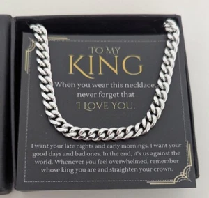 Collar de cadena de eslabones cubanos To My King para tu rey hecho en acero inoxidable de EE. UU. - Imagen 1 de 2