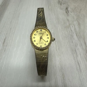 Sarah Coventry Quartz Watch Gold Tone Band Accents Needs Battery Untested - Picture 1 of 13