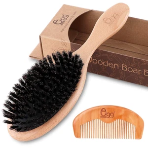 Cepillo de pelo de cerdas de jabalí para mujer hombre niño cepillo suave natural cepillo para delgado - Imagen 1 de 12